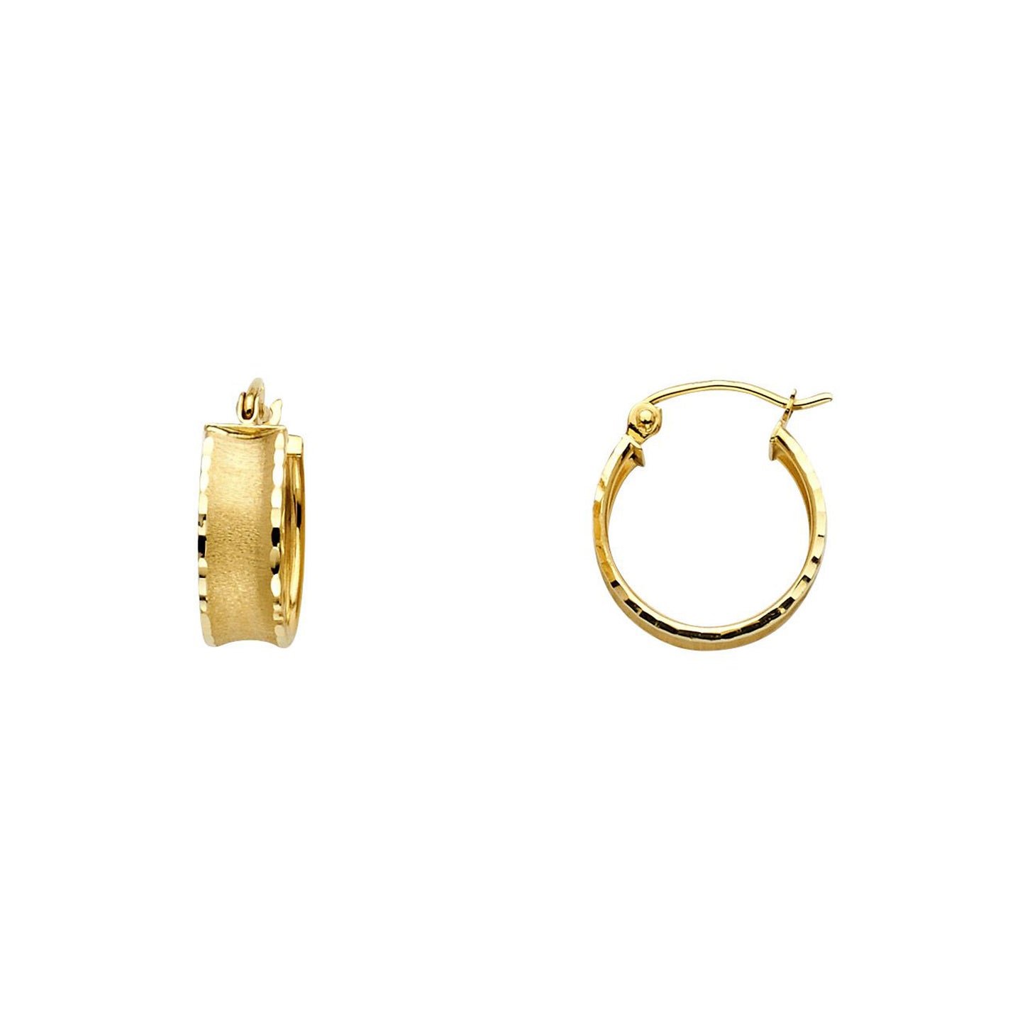 Matte Finish Center Hoop Earrings in 14k Gold