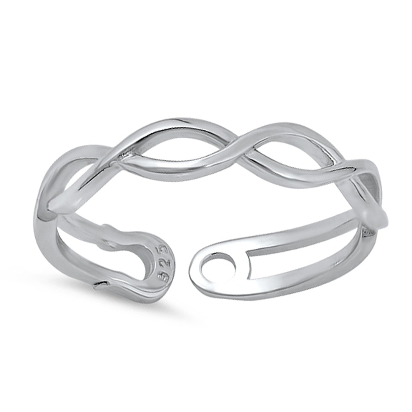 Intertwined Open End Ring Minimalist Jewelry in Sterling Silver