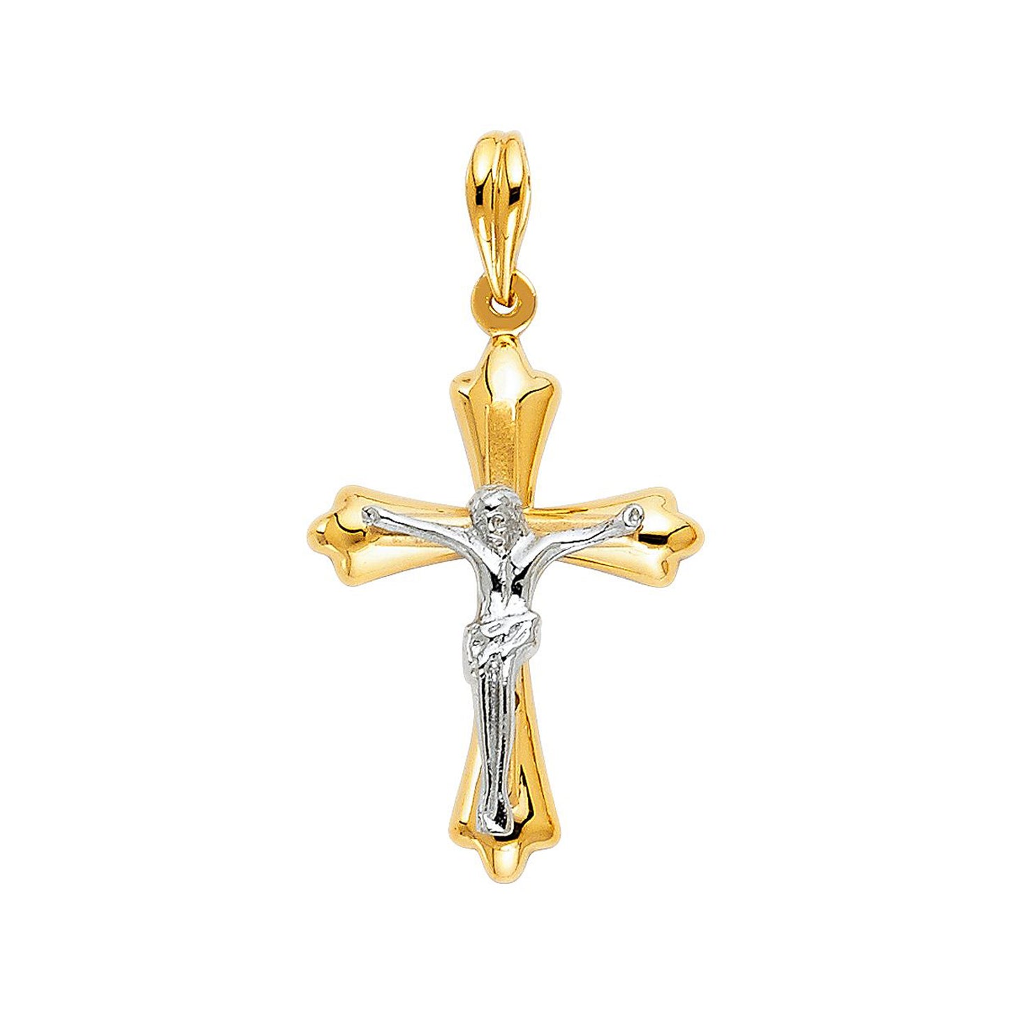 Radiant Jesus Crucifix Pendant 14k Two Tone Gold