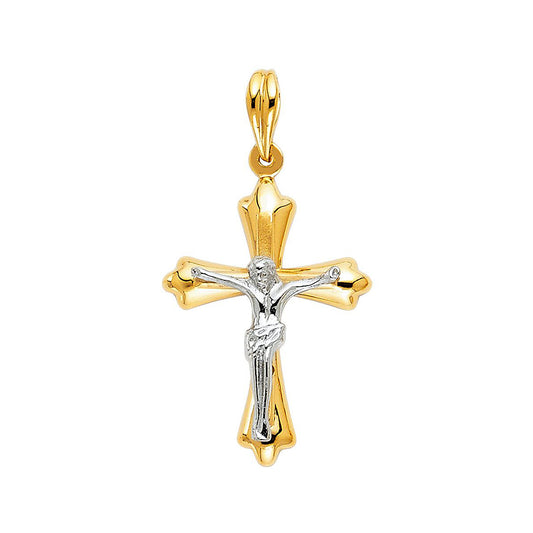 Radiant Jesus Crucifix Pendant 14k Two Tone Gold