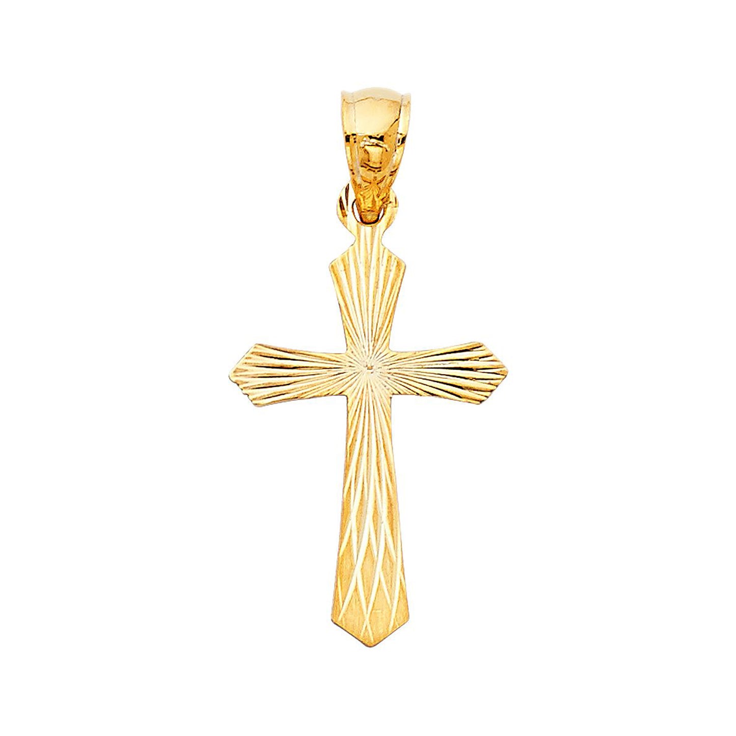 Diamond-cut Catholic Cross Pendant in 14k Yellow Gold