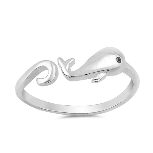 Whale Open End Ring Minimalist Jewelry in Sterling Silver