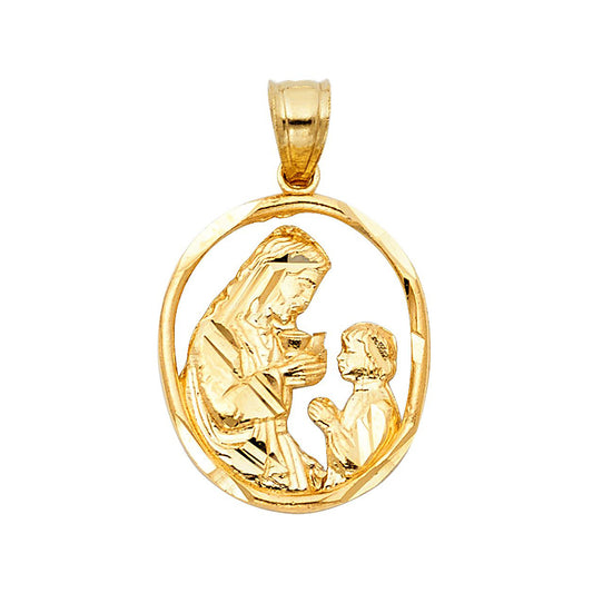 Communion Oval Pendant in 14k Yellow Gold