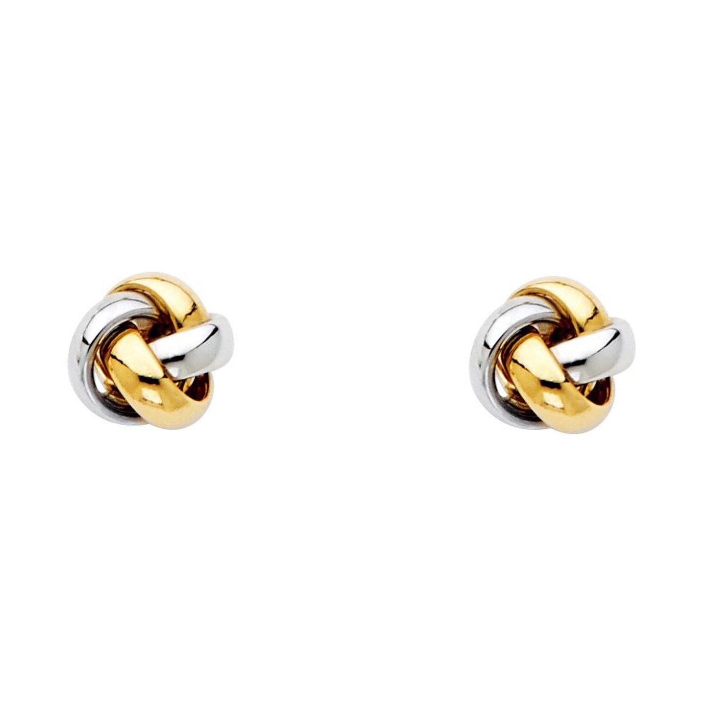 Love Knot Stud Earrings in 14k Tri Color Gold