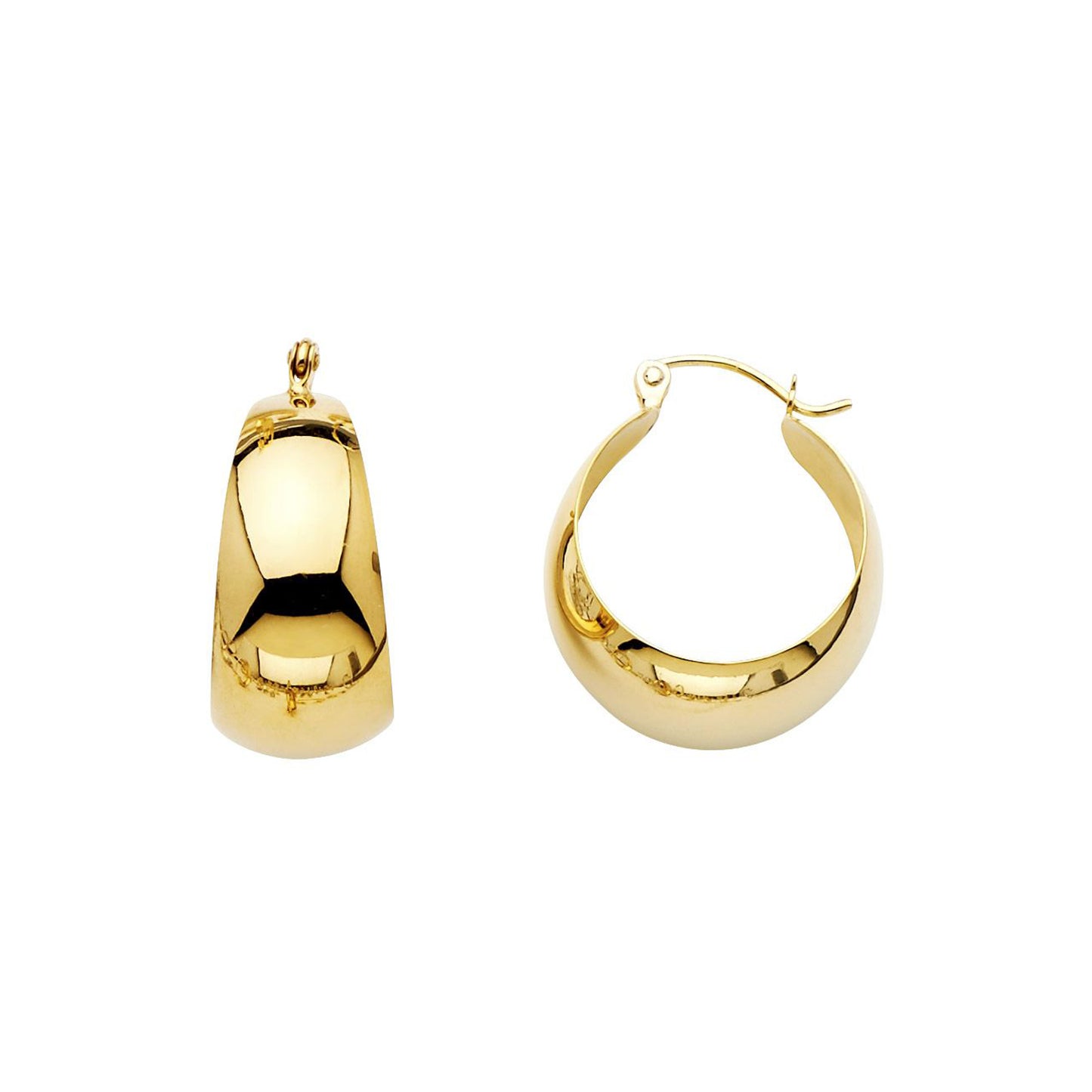 Half Moon Polished Hoop Earrings in 14k Yellow Gold