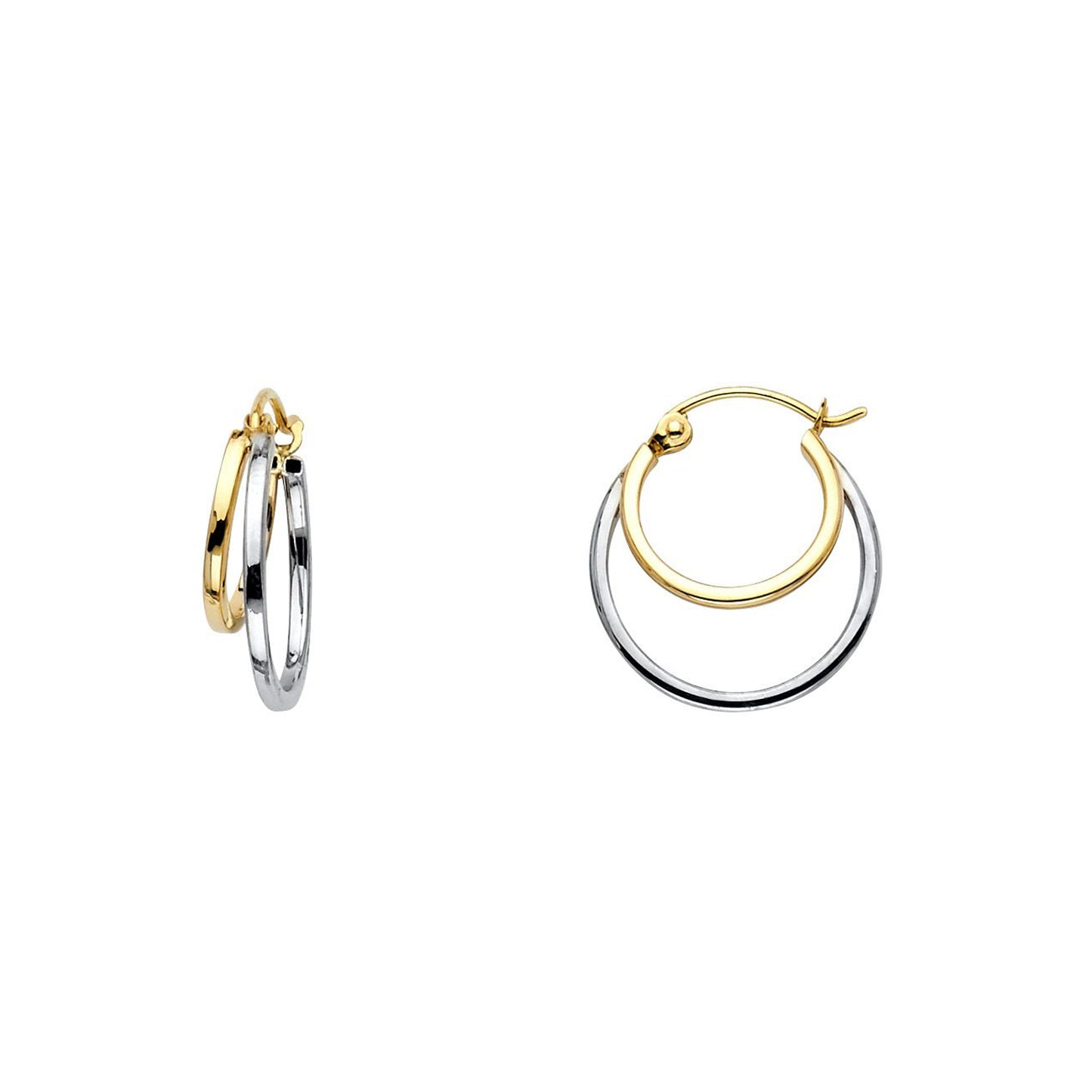 Layered Double Hoop Earrings in 14k Gold