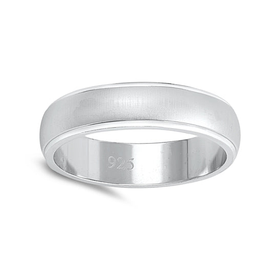 Satin Finish Center Dome Wedding Band in Sterling Silver