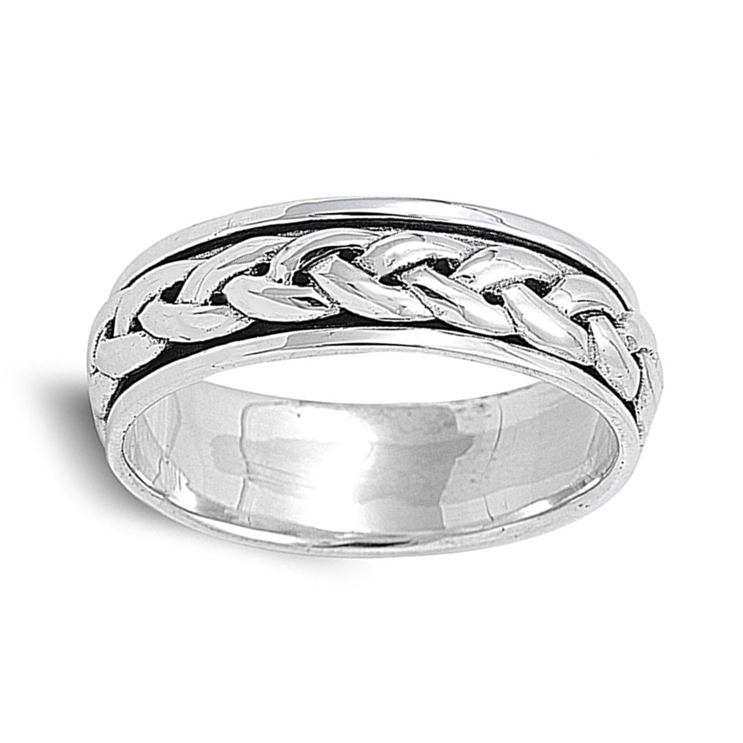 Single Braided Spinner Ring in Sterling Silver