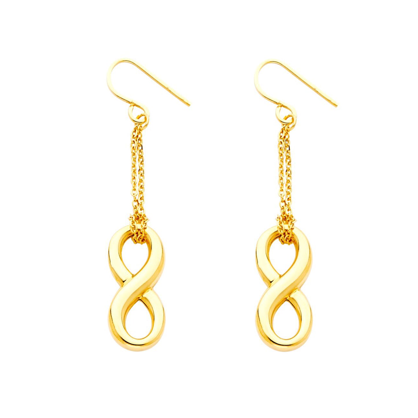 Open Infinity Dangle Earrings in 14k Yellow Gold