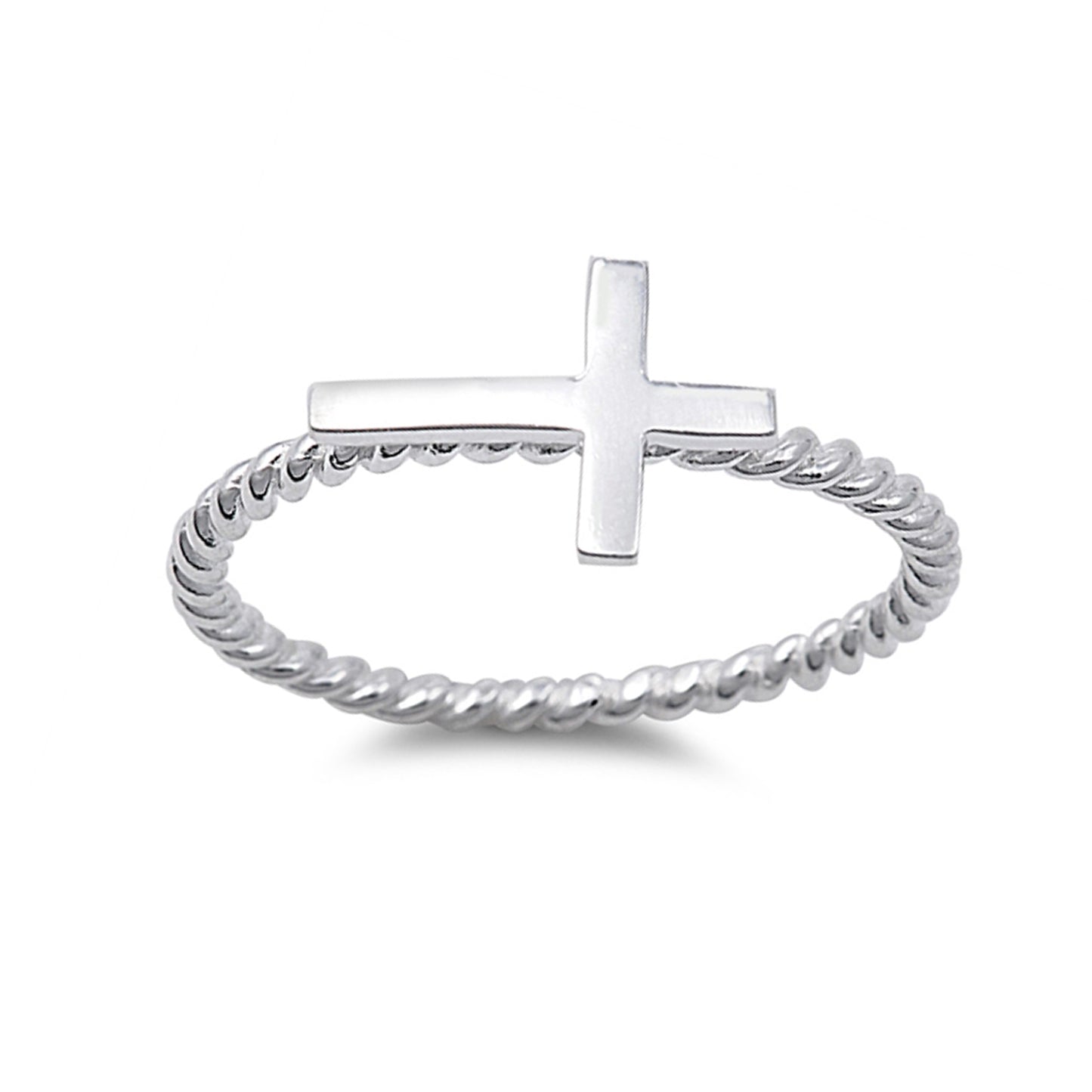 Sideway Cross Twisted Stackable Ring in Sterling Silver