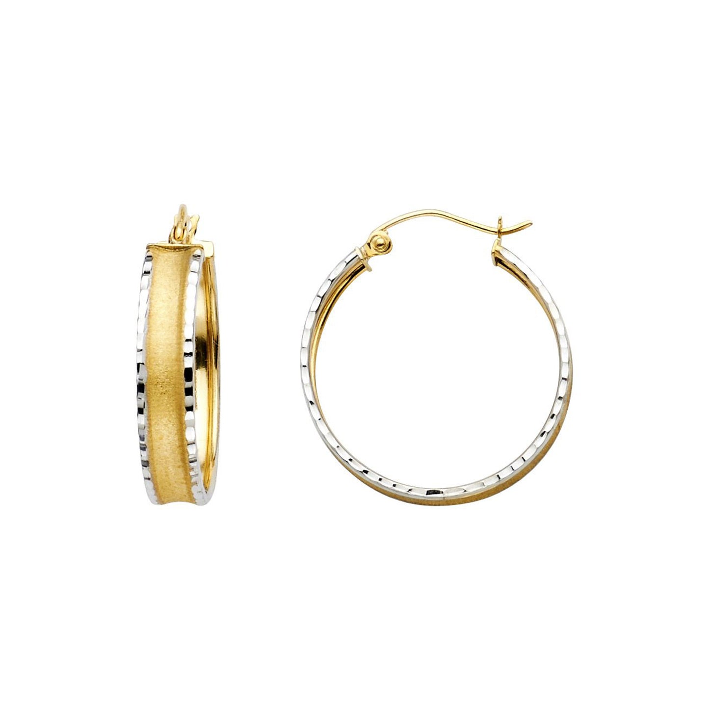 Matte Finish Center Hoop Earrings in 14k Gold