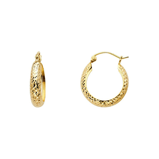 Diamond-cut Tapered Huggie Earrings in 14k Gold