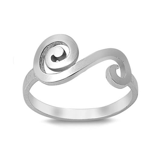 Sideway Scroll Statement Ring in Sterling Silver