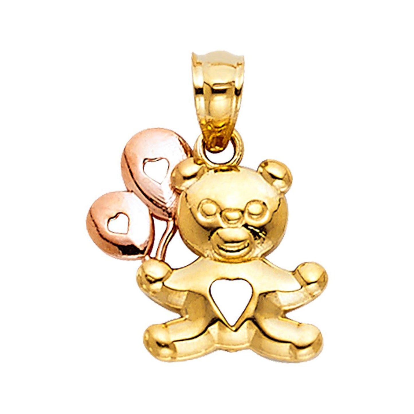 Teddy Bear with Baloons Pendant in 14k Two Tone Gold