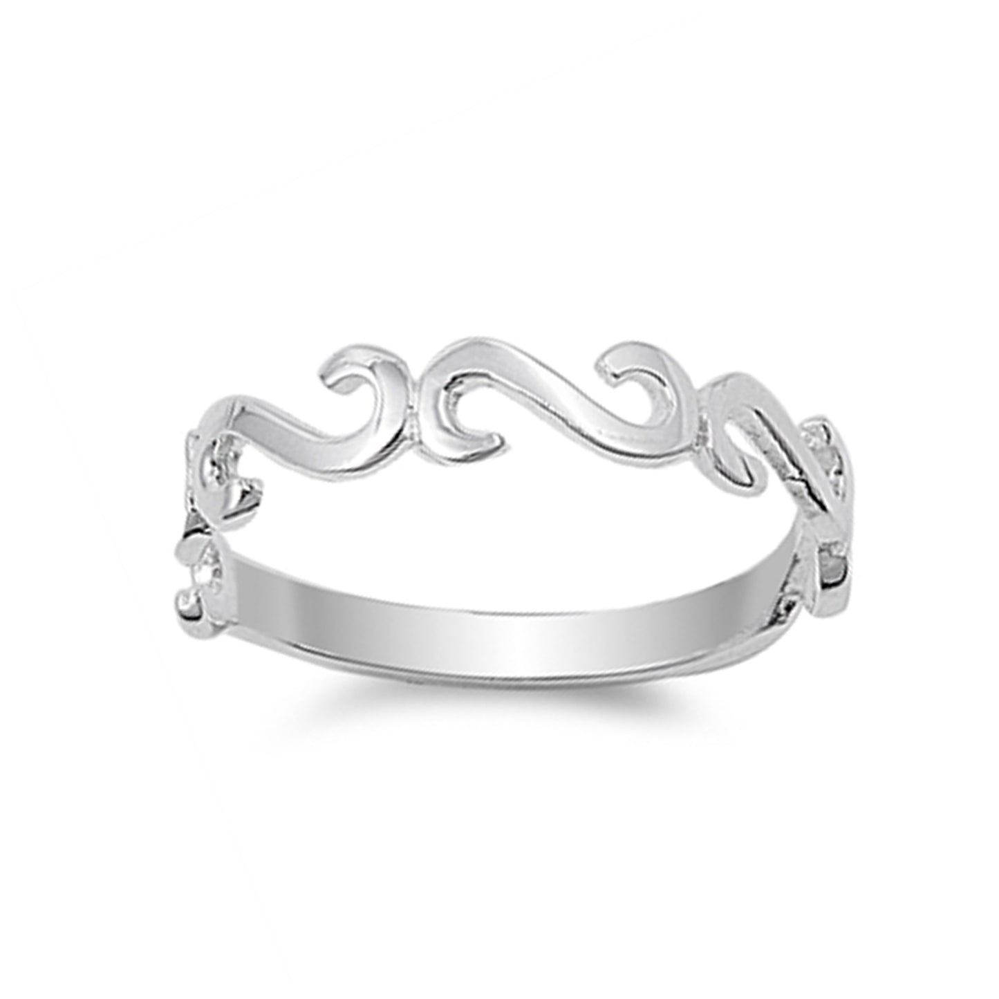 Scroll Design Stackable Ring in Sterling Silver