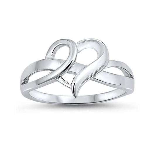 Interlaced Heart Promise Ring in Sterling Silver