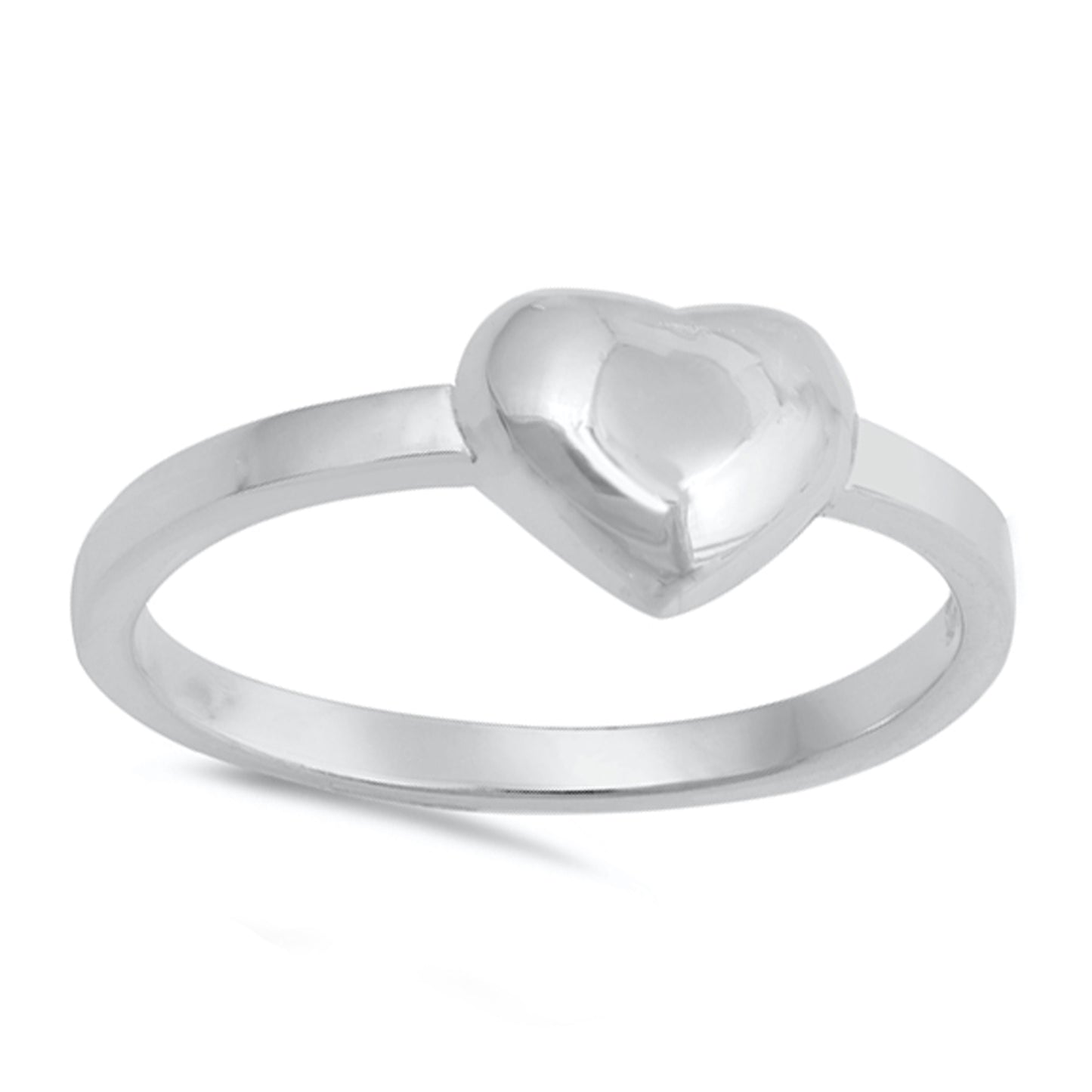 Puffed Heart Promise Ring in Sterling Silver