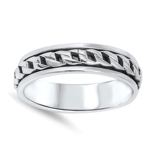 Linked Chains Design Spinner Ring in Sterling Silver