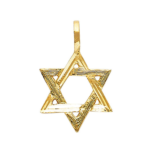 Textured Finish Star of David Pendant in 14k Yellow Gold