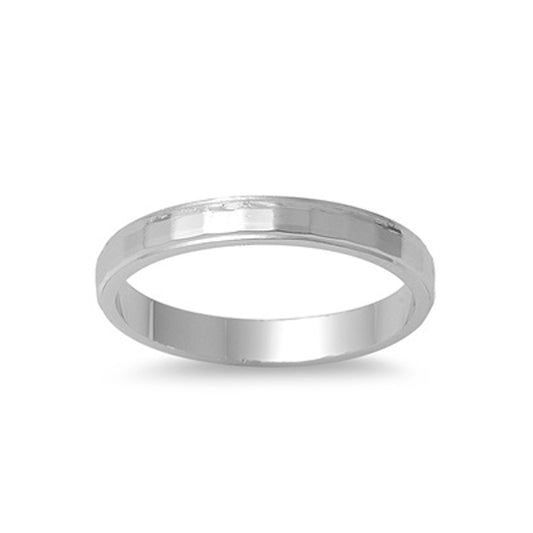 Diamond Cut Modern Wedding Band in Sterling Silver