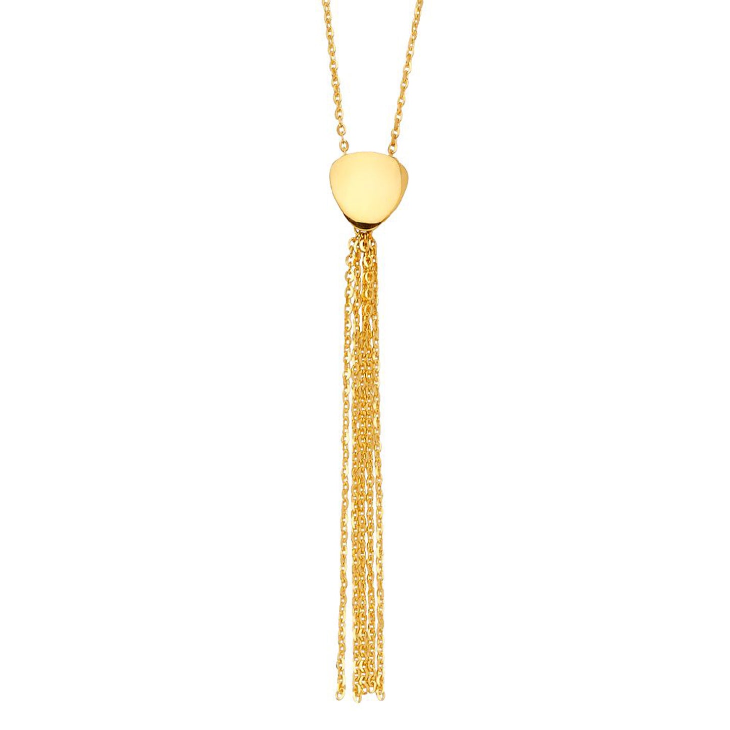 Disc Tassle Necklace in 14k Yellow Gold