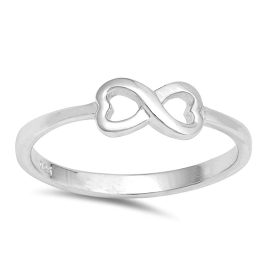 Back to Back Hearts Ring Minimalist Jewelry in Sterling Silver