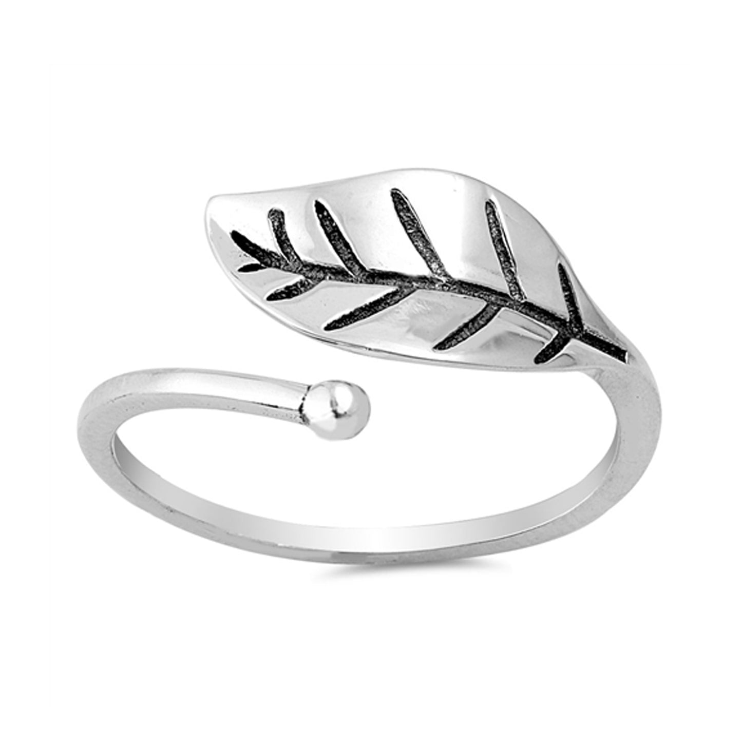 Handcrafted Leaf Open End Ring in Sterling Silver