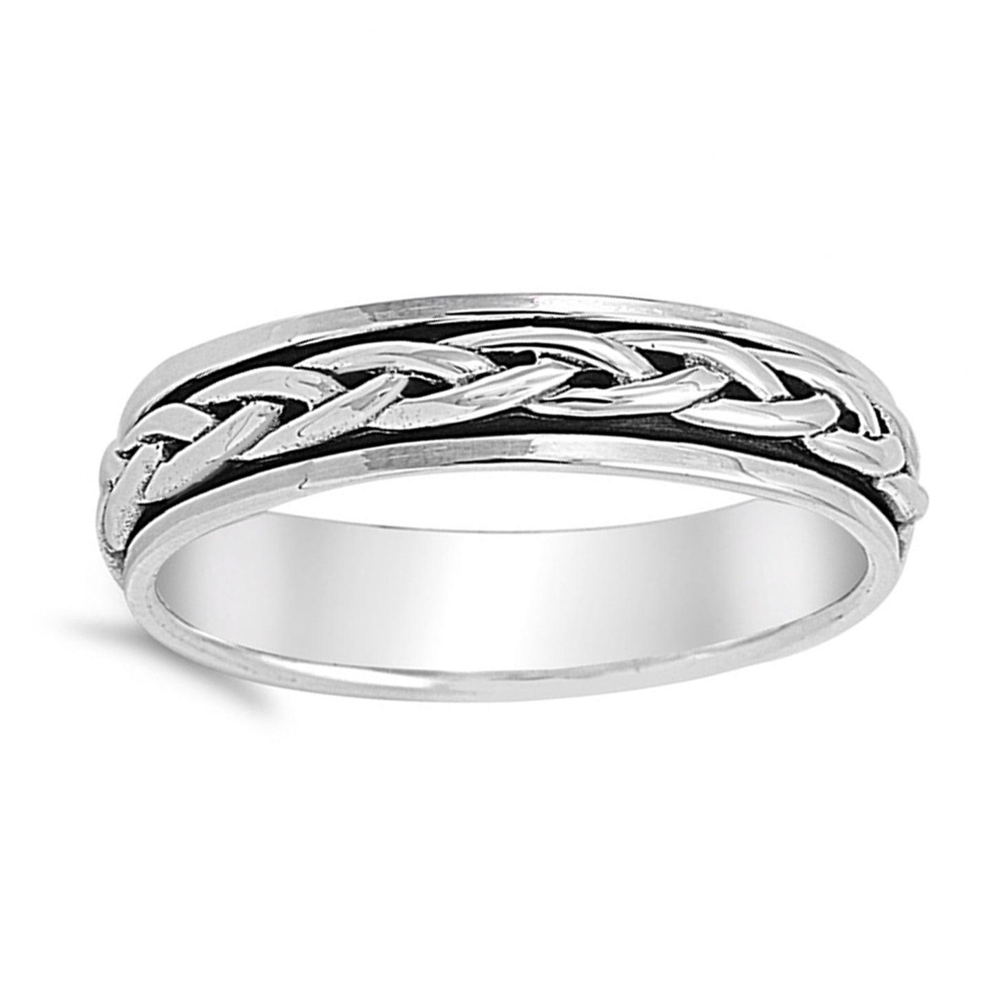 Dainty Braided Spiner Ring in Sterling Silver