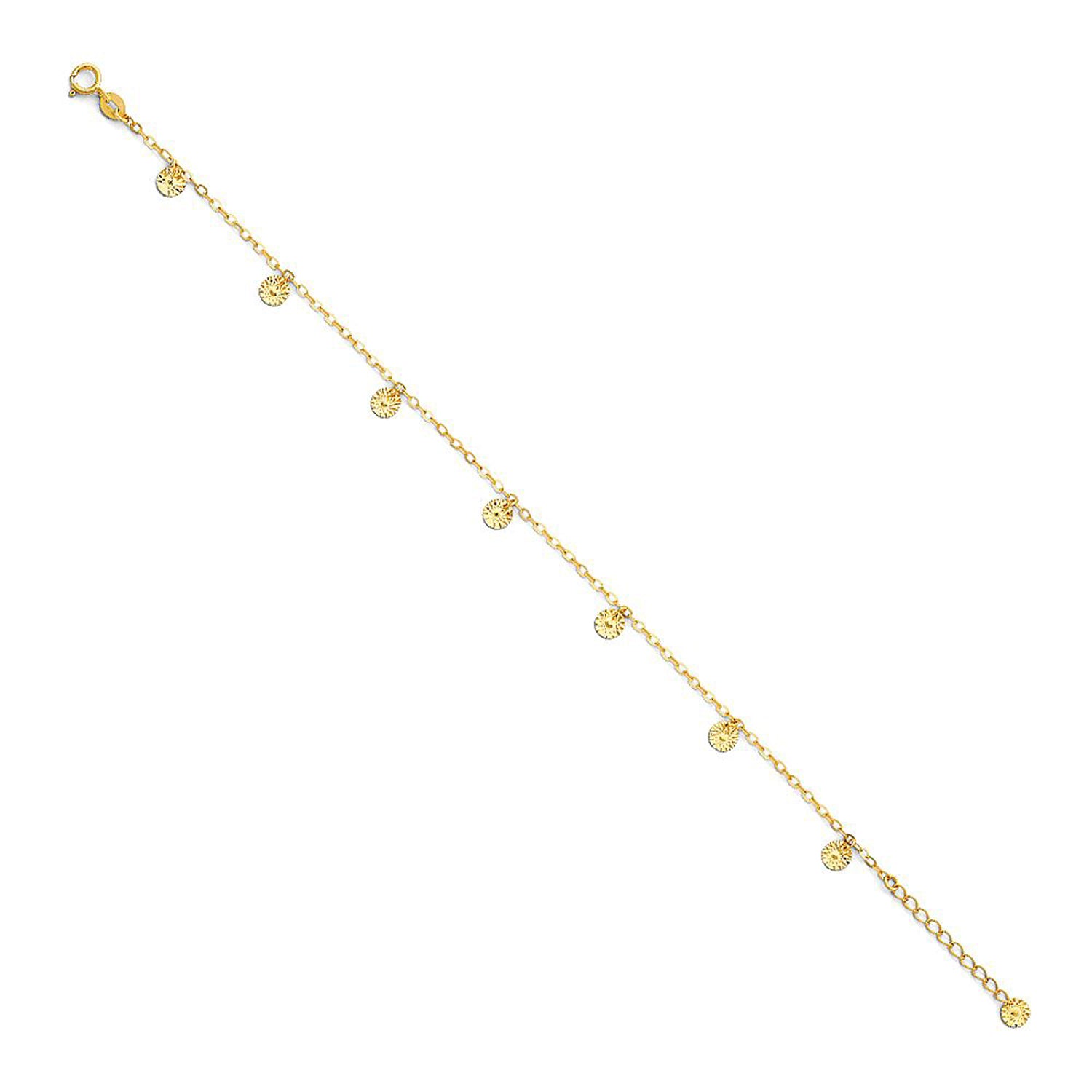 Textured Disc Charms Anklet in 14k Gold