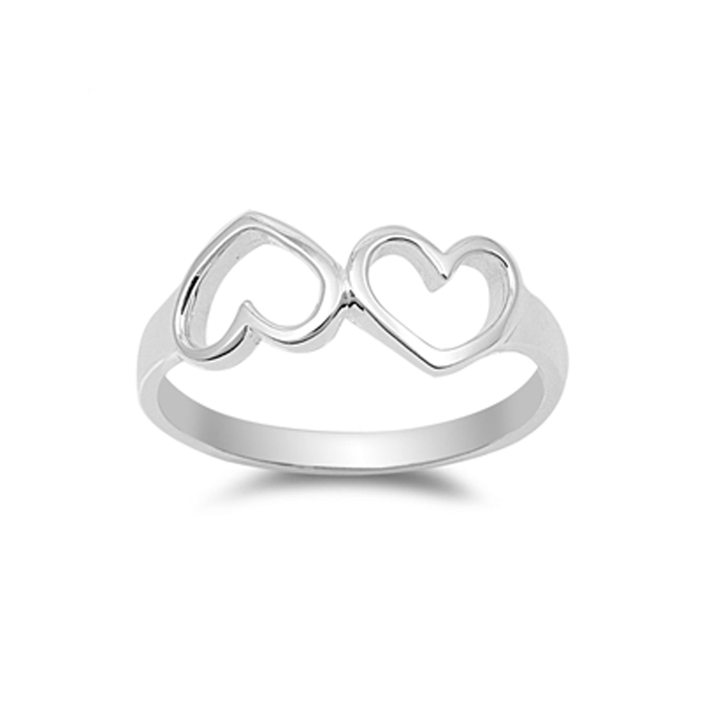 Back to Back Heart Ring in Sterling Silver