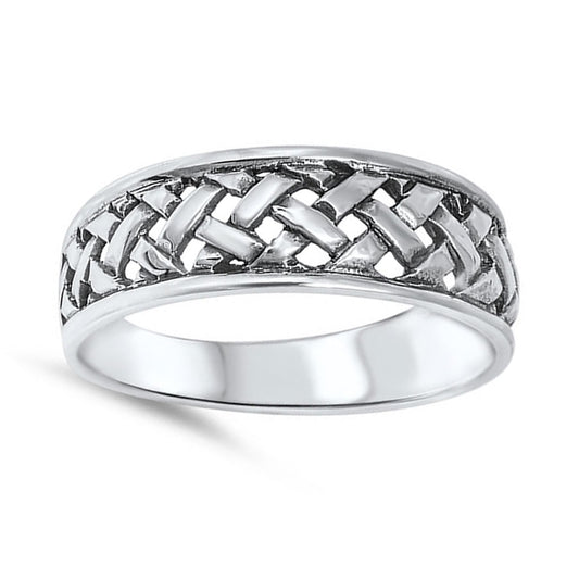 Woven Style Wedding Band in Sterling Silver