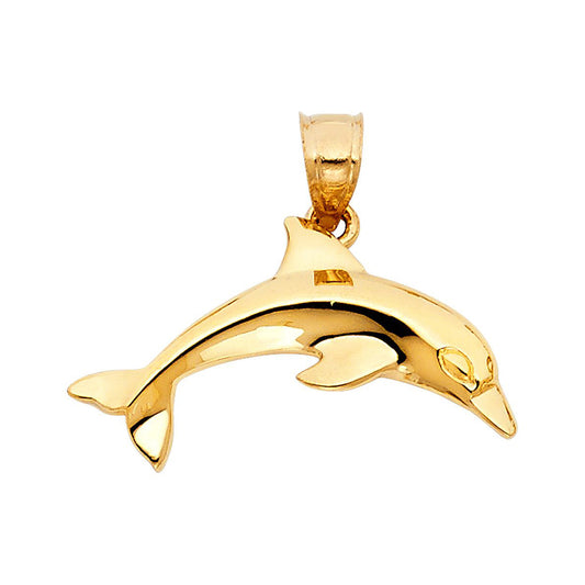 Classic Polished Dolphin Pendant in 14k Yellow Gold