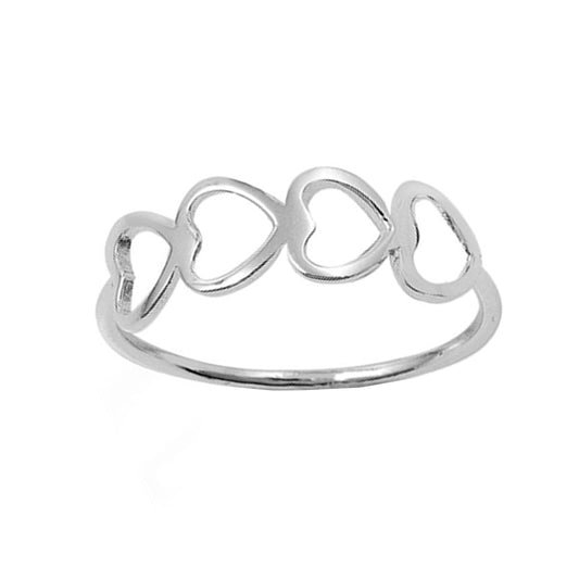 Open Hearts Linear Stackable Ring in Sterling Silver