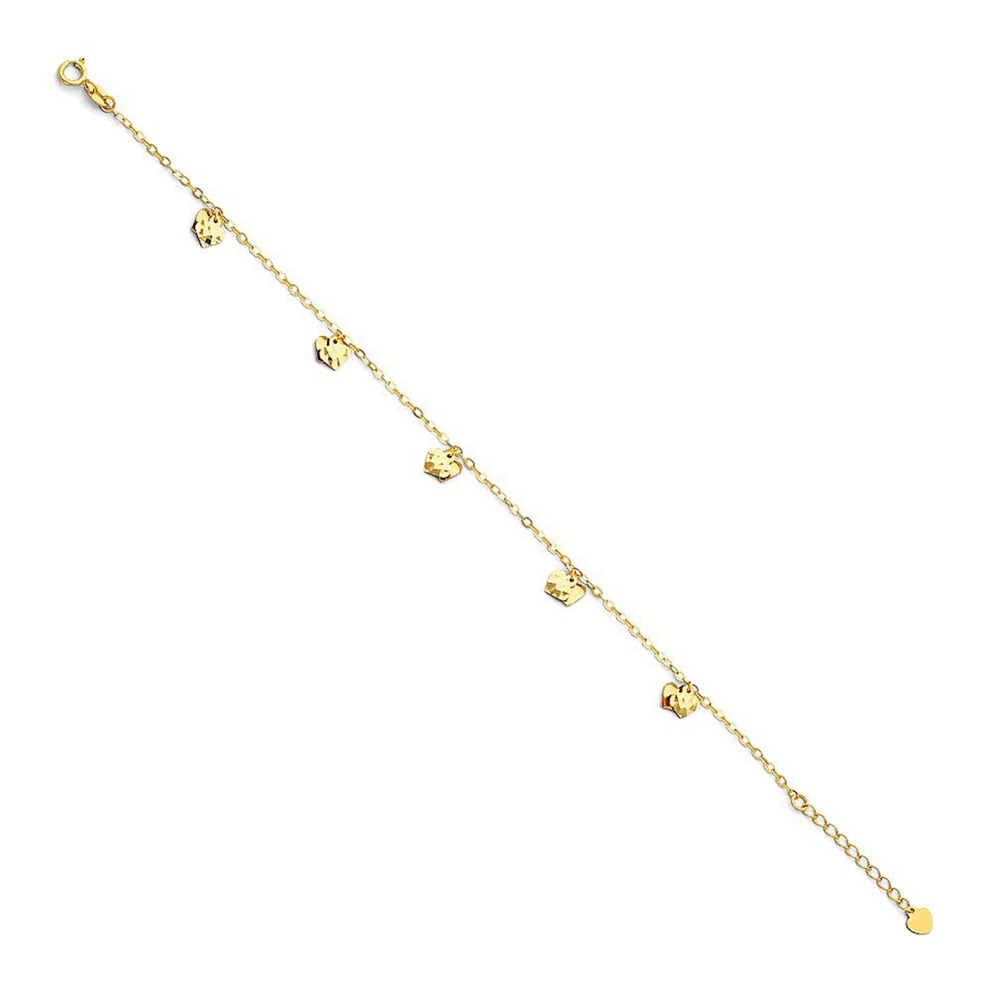 Heart Nugget Charms Anklet in 14k Gold