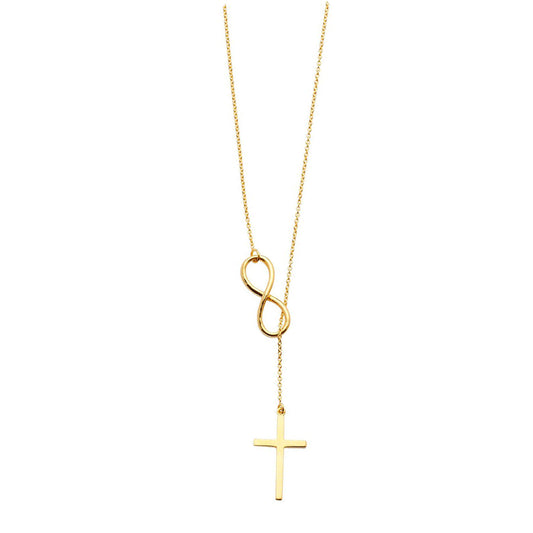 Plain Cross with Infinity Pendant Necklace in 14k Yellow Gold