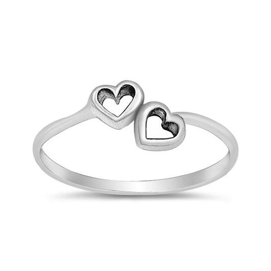 Petite Heart Duo Promise Ring in Sterling Silver