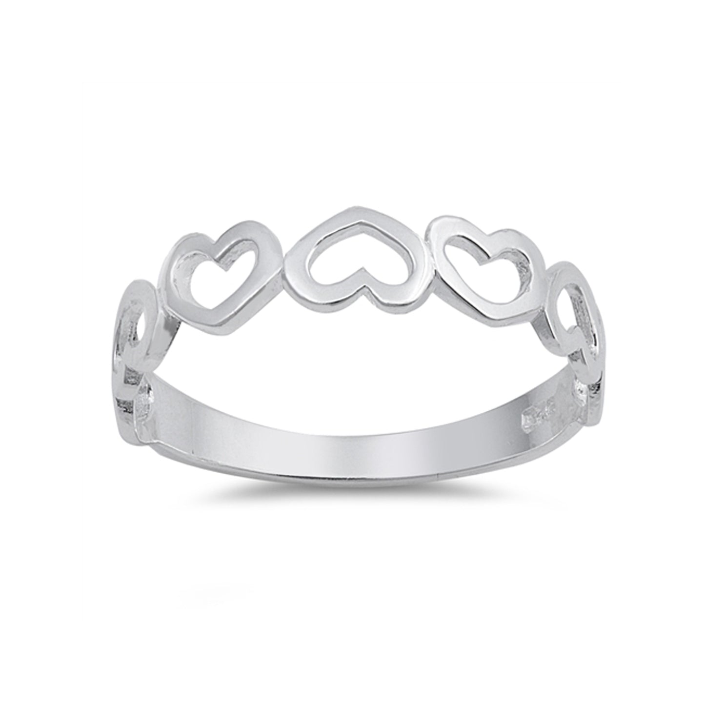 Alternate Open Hearts Stackable Promise Ring in Sterling Silver